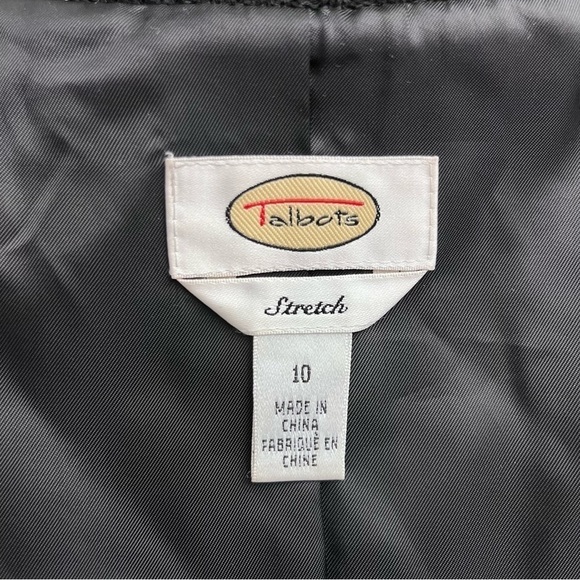 Talbots Black Cable Knit Sleeved Faux Suede Zip Up Jacket Size 10 - Picture 6 of 8